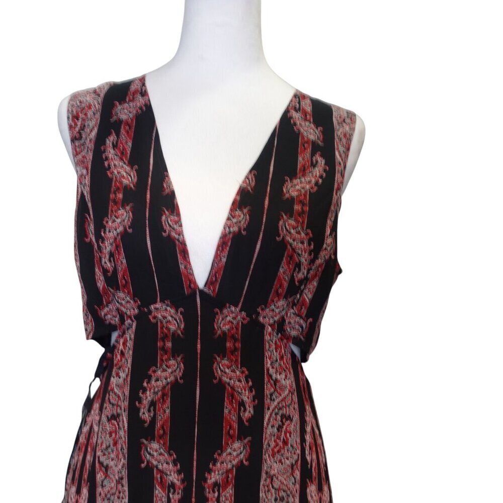 Avec Les Filles Paisley Printed Tiered Maxi Dress Beach boho Women's size 4 NWT - Picture 4 of 13